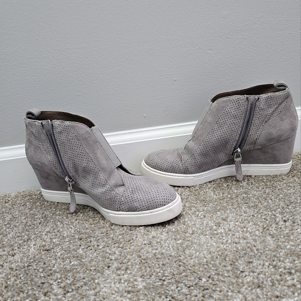 Gray Wedge Ankle Booties